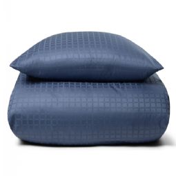 Luksus sengetøj - 100% Bomuldssatin sengelinned - Daisy blå - By Night jacquard vævet sengesæt